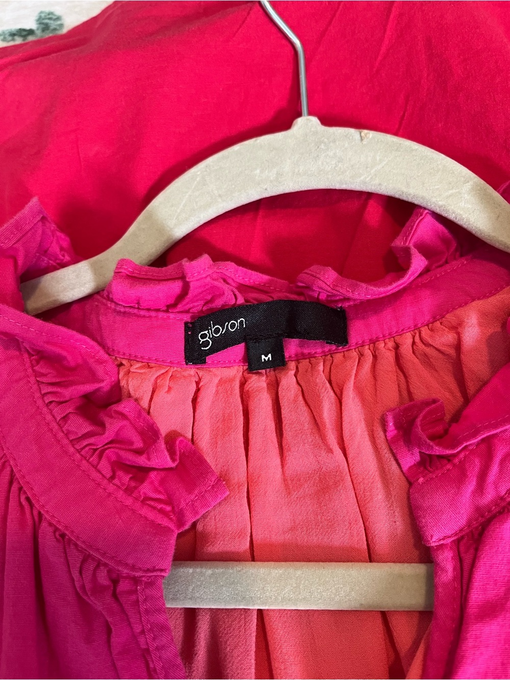 Gibson x Hi Sugarplum Flamingo Colorblock Pink & Coral Tiered Ruffle Mini Dress - Picture 6 of 7